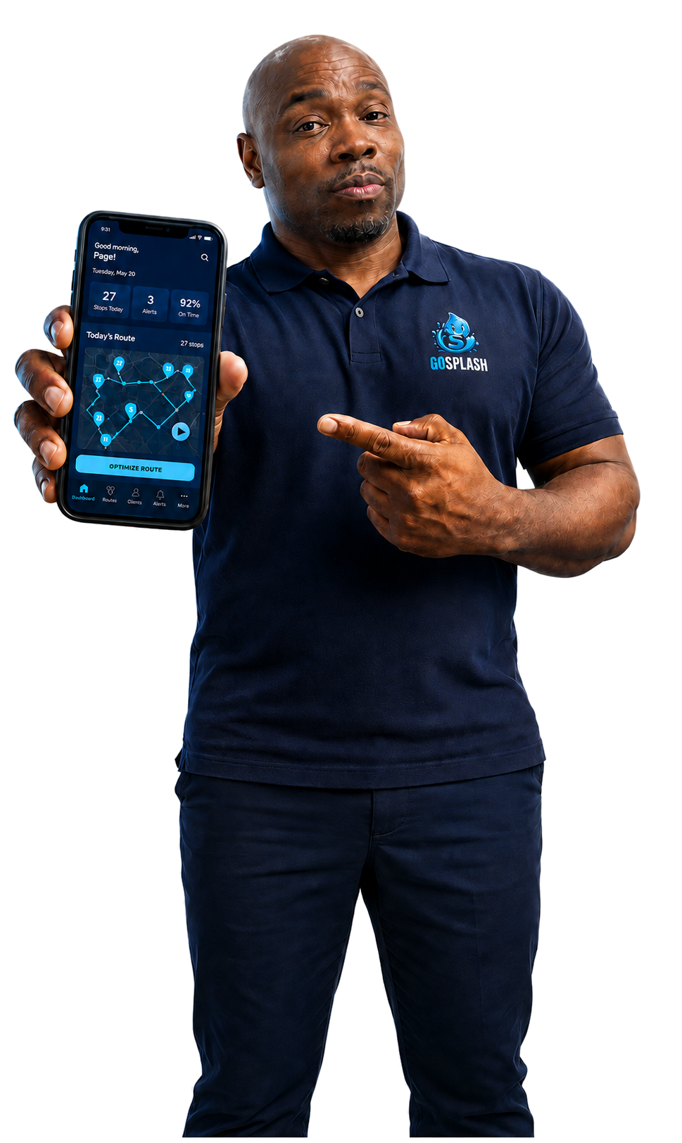 Page Kennedy presenting GoSplash on a phone