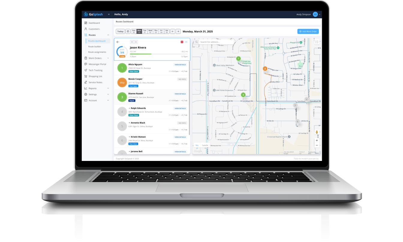 GoSplash live route dashboard